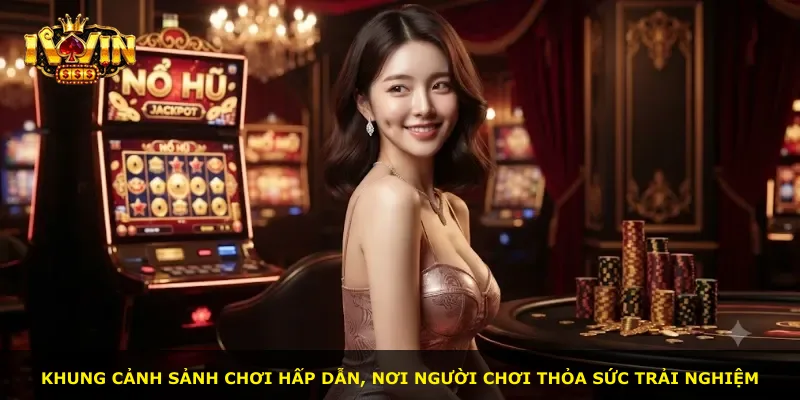 Khung cảnh sảnh chơi hấp dẫn, nơi người chơi thỏa sức trải nghiệm