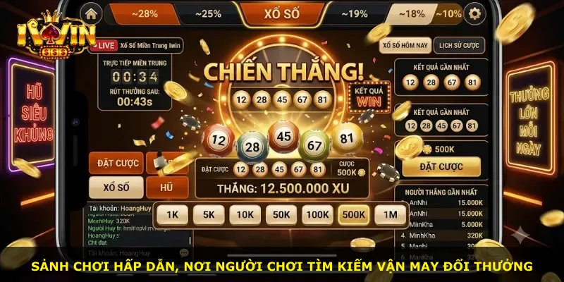 Sảnh chơi hấp dẫn, nơi người chơi tìm kiếm vận may đổi thưởng